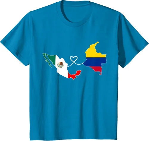 Miniatura 50 de Camiseta Half Colombian Half Mexican Flag Map DNA Mexico Colombia