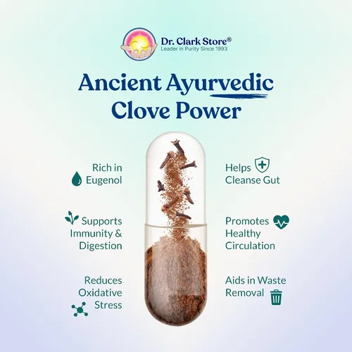 Miniatura 6 de Dr Clark Cloves Healthcare Suplemento - Salud digestiva natural, 500 mg, 100 cápsulas de gelatina pura
