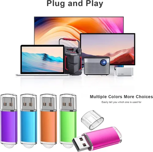 Miniatura 8 de K&ZZ Paquete de 5 unidades flash USB de 64 GB de 64 GB USB 2.0 Thumb Drive Gig Zip Drive Stick 64G Flash Memory Stick Jump Drives para PC portátil