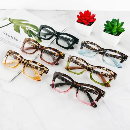 Miniatura 7 de REAVEE 6 Pack Reading Glasses for Women Blue Light Blocking, Cute Square Computer Readers with Spring Hinge Color de mezcla M2-6