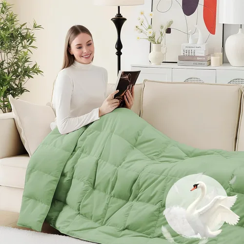 Miniatura 19 de Deodar Manta de fibra de plumón natural para sofá cama, edredón de sofá, manta ligera para exteriores, tela de piel de durazno, 50 x 70 pulgadas