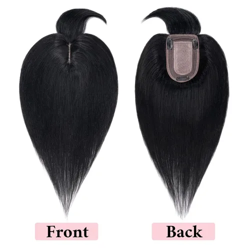 Miniatura 3 de SEGO Toppers de cabello humano 100% real, con flequillo de aire, base de seda 150% de densidad, topper con clip, 2.7 x 5.1 pulgadas, piezas