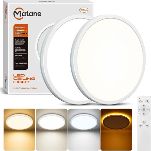 Miniatura 11 de Matane Lámpara de techo empotrada con control remoto, luz nocturna de 8.7 pulgadas, 18 W, 3000 K-6500 K, ajustable, luces LED de bajo perfil