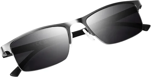 Miniatura 12 de FONHCOO - Gafas de lectura para mujeres y hombres, gafas de lectura con bloqueo de luz azul, metal, medio marco, lectores de computadora, anti
