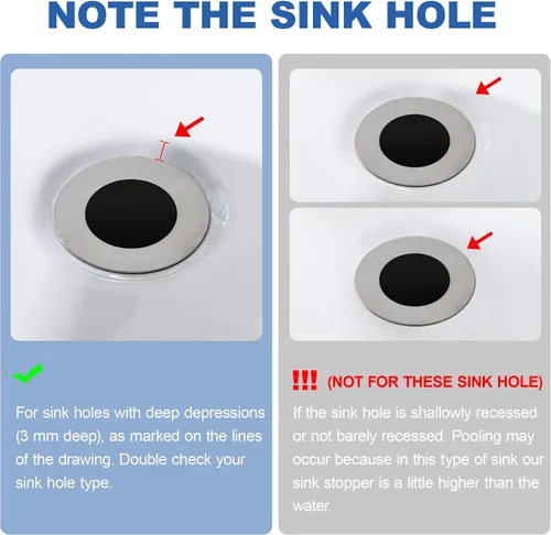 Miniatura 8 de Tapón Universal para Lavabo de Baño - Filtro de Drenaje de Lavabo con Rebote, Tapón de Drenaje Emergente de Níquel Cepillado, Tapón de Fregadero