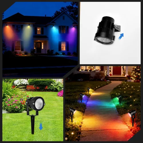 Miniatura 8 de RGBW - Foco multicolor para exteriores: 16 luces de paisaje que cambian de color con control remoto de 120 V enchufable, luz LED impermeable