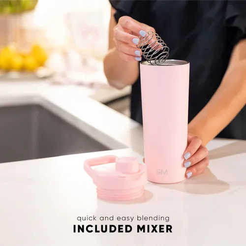 Miniatura 4 de Simple Modern - Botella mezcladora de acero inoxidable con bola, botella metálica aislada, para mezclas de proteínas, batidos y preentrenamiento
