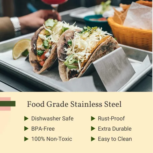 Miniatura 3 de Juego de 4 soportes para tacos, cada estante tiene capacidad para 3 o 4 tacos de calle, apto para horno, parrilla y lavavajillas, kit de bandeja