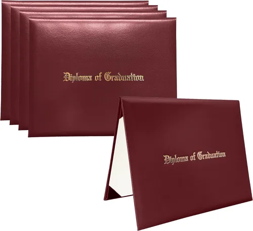 Miniatura 25 de Funda para diploma 8.5”x11” impresa “Diploma de Graduación” en cuero sintético acolchada y rica en color de TngHui, negra