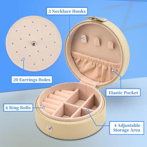 Miniatura 2 de FYTSDIK Organizador de joyas, estuche de joyería de viaje, caja de joyería pequeña, accesorios esenciales de viaje para mujeres, collar de anillos