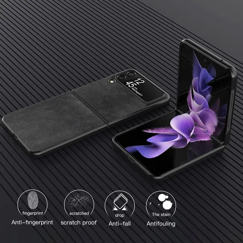Miniatura 3 de Foluu Funda para Samsung Galaxy Z Flip 3 5G, Galaxy Z Flip 3 5G, piel sintética + carcasa de policarbonato duro ultra fina y duradera funda