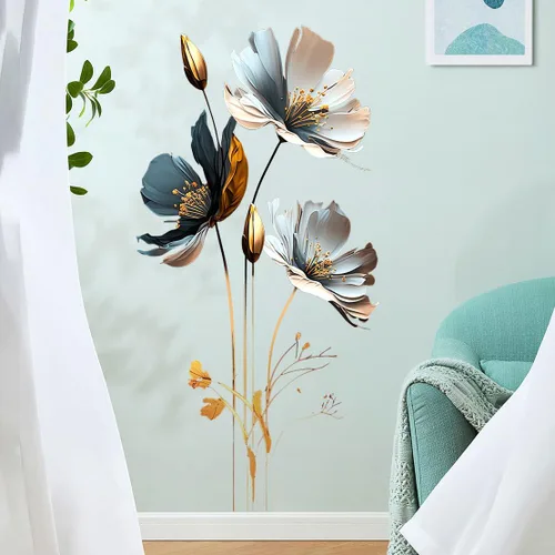 Miniatura 8 de Calcomanía de pared de loto en relieve de estilo chino, calcomanía de pared floral en 3D, removible para despegar y pegar, mural de pared para sala