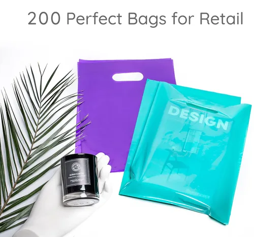 Miniatura 2 de Choice Marts 200 bolsas para mercancía color verde azulado y morado de 2 mil extragruesas y 12" x 15", bolsas de plástico brillantes para ventas al