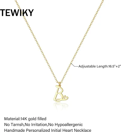 Miniatura 2 de TEWIKY Initial Necklace for Women Girls, 14k Gold Filled Necklaces Dainty Gold Letter Pendant Necklace Trendy Waterproof Simple Cute Necklaces