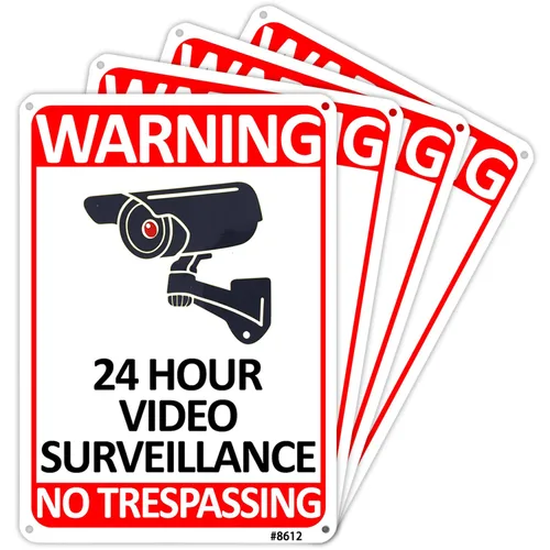 Señales de prohibido el paso con videovigilancia las 24 horas de 25.4x17.78 cm de aluminio con UV para uso en exteriores para casa y negocio