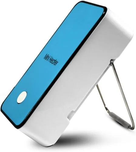 Calentador Mini Portátil de Escritorio para Oficina de Bajo Consumo Eléctrico, Ventilador Calefactor Eléctrico, Calentador de Aire Azul