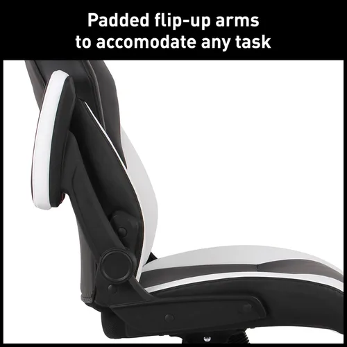 Miniatura 4 de Realspace RS Gaming™ RGX - Silla de oficina para juegos de piel sintética con respaldo alto, color negro/blanco, compatible con BIFMA