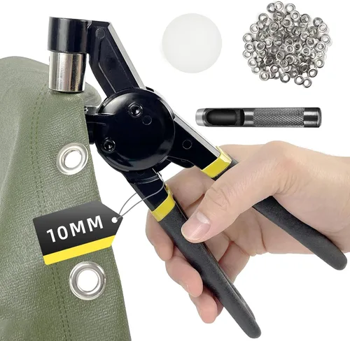 HAPDEN Kit de herramientas para ojales, kit de ojales de mano de 3/8 pulgadas, máquina de prensa manual con 500 ojales de 0.394 pulgadas 0.394 in