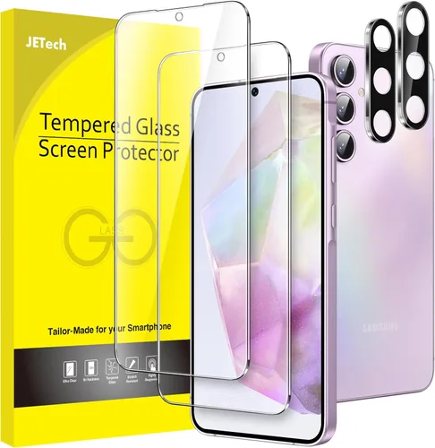 Miniatura 11 de JETech Protector de pantalla para Samsung Galaxy A15 4G / 5G de 6.5 pulgadas con protector de lente de cámara, película de vidrio templado