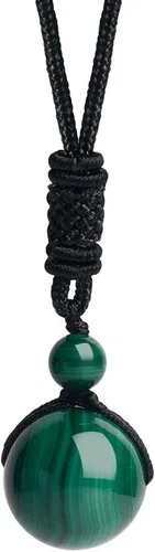 Miniatura 13 de iSTONE Collar unisex con dije de cuentas redondas auténticas, cadena de cuerda negra de 24 pulgadas para hombres y mujeres