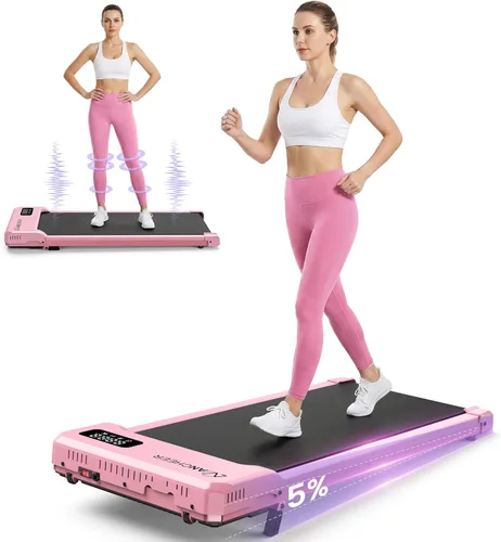 Caminadora pequeña con inclinación – Cintas de correr para debajo del escritorio con barra de asa, cintas de correr plegables portátiles compactas
