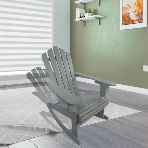 Miniatura 10 de Foldable Wooden Adirondack Chair for Outdoor and Indoor Use, Comfortable Lounge Design with Wide Seat and Armrests, Oak Finish (Grey + Solid Wood)