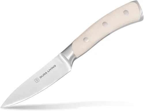 Miniatura 10 de DURA LIVING Cuchillo de pelar, cuchillo de cocina profesional de 3.5 pulgadas, cuchillo alemán de acero inoxidable de alto carbono ultra afilado