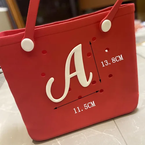 Miniatura 4 de 2 piezas de accesorios de letras compatibles con agujero de playa, dijes decorativos del alfabeto