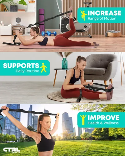 Miniatura 6 de Correa elástica de yoga no elástica con bucles, banda elástica para terapia física, bandas elásticas para ejercicio y flexibilidad, correa elástica