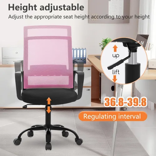 Miniatura 7 de PayLessHere Silla de oficina para computadora, silla ergonómica de malla, respaldo medio, silla giratoria para oficina en casa, silla de escritorio