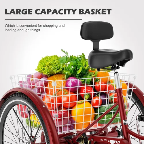 Miniatura 5 de ABORON Triciclo para adultos, bicicleta de 3 ruedas para adultos, triciclo para adultos, llantas de doble pared, triciclo para mujeres y hombres