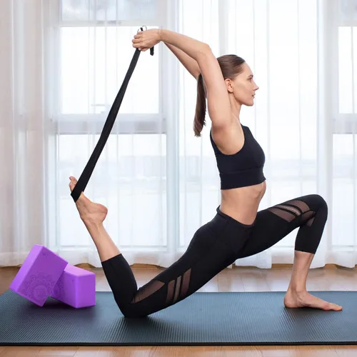 Miniatura 4 de Overmont Yoga Block 2 Pack Supportive Latex-Free EVA Foam Soft Non-Slip Surface for General Fitness Pilates Stretching and Meditation 9"x6"x3" Yoga