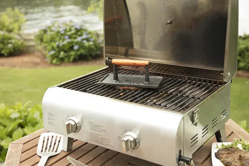 Miniatura 5 de Lodge LPGI3 - Parrilla/plancha reversible de hierro fundido, 20 x 10.44 pulgadas, color negro y Cuisinart CGPR-221 prensa de hierro fundido