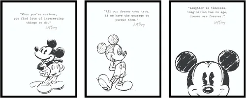 BigWig Prints Decoración de Pared de Mickey Mouse – Citas de Arte de Pared de Mickey Mouse, Imágenes de Decoración de Guardería, Pósteres de Cita de