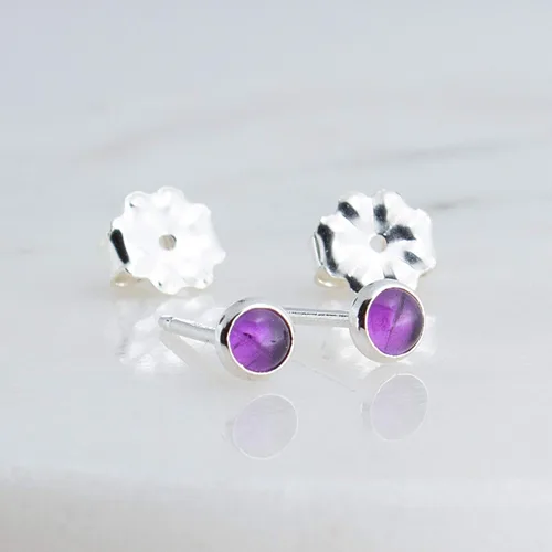 Miniatura 2 de Aretes pequeños de plata de ley para cartílago, tragus, hélix, múltiples piercings hipoalergénicos, piedra natal para mujer, juego de bisel