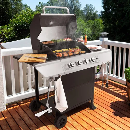 Miniatura 2 de Royal Gourmet GA4400T Parrilla de acero inoxidable de 4 quemadores, gasolina de propano líquido, 40,000 BTU, estilo de carrito, perfecto para un