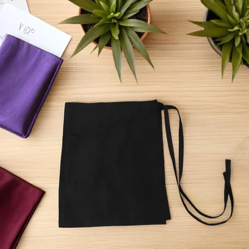 Miniatura 6 de minkissy 2pcs Black Waterproof Kitchen Half Aprons for Servers with 3 Pockets, Extra Long Waist Ties, Unisex Restaurant Cooking and Catering Work