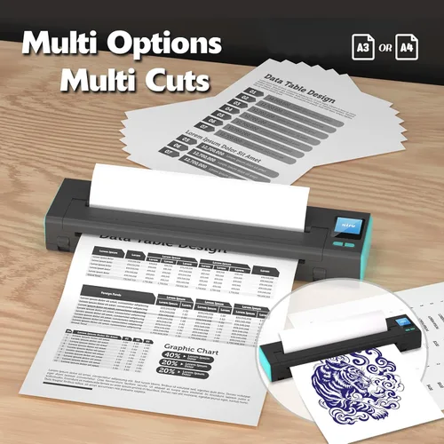 Miniatura 5 de XR3 - Impresora de plantillas de tatuaje, impresora de tatuajes con pantalla LED y 10 piezas de papel de transferencia, impresora térmica portátil