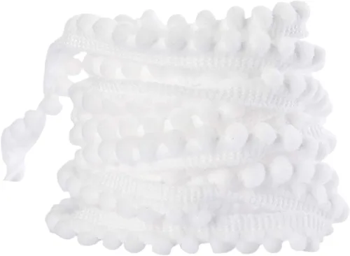 Miniatura 6 de Mini pompón con flecos de bola, lazo para coser, flecos, accesorio de encaje para manualidades, decoración del hogar (negro, 10 yardas)