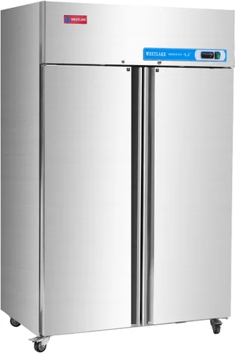 WESTLAKE Congelador comercial de 48 pulgadas de ancho 2 puertas de 2 secciones de acero inoxidable Alcance en puerta sólida Ventilador Refrigeración