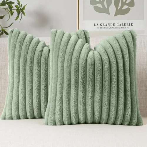 Miniatura 13 de MIULEE Juego de 2 fundas de almohada decorativas de piel sintética de 16 x 16 pulgadas, decoración moderna de primavera para el hogar, almohadas