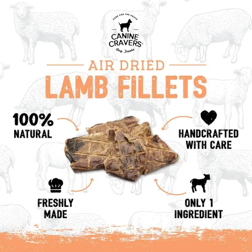 Miniatura 5 de Canine Cravers Golosinas para Perros de Un Solo Ingrediente – Filetes de Cordero Premium - Alimento para Mascotas Hipoalergénico Secado al Aire