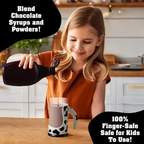 Miniatura 4 de Hog Wild Moo Mixer Supreme - Taza Mezcladora de Leche con Chocolate, Taza de 16 Onzas + Tapa Antiderrames y Base Desmontable Fácil de Limpiar