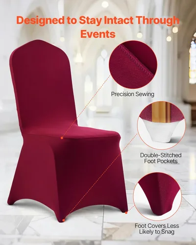 Miniatura 128 de VEVOR 150 fundas blancas para sillas de poliéster y elastano, fundas elásticas para bodas, fiestas, comedor, banquetes, sin pinzas, 150