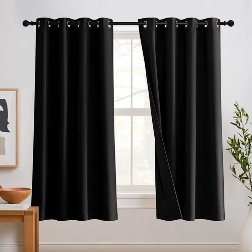 Miniatura 42 de RYB HOME 3 en 1 insonorizadas - oscurecedoras - cortinas de lino con aislamiento, cortinas de ahorro de energía con bloqueo de ruido para Lino blanco