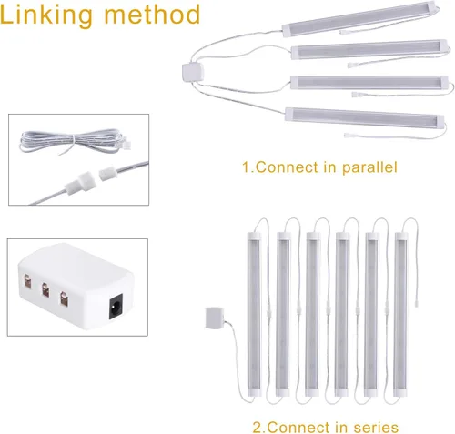 Miniatura 4 de LABOREDUCER Enchufe de iluminación para debajo del gabinete, blanco frío, 6000 K, paquete de 6 luces LED de 11 pulgadas para debajo del gabinete