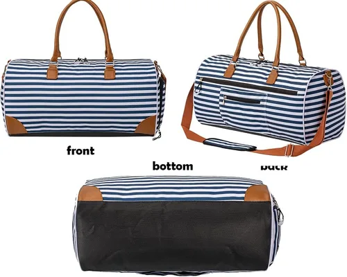 Miniatura 3 de Kuston Bolsas deportivas para gimnasio con compartimento para zapatos bolsas de viaje para hombres y mujeres Franjas Azules