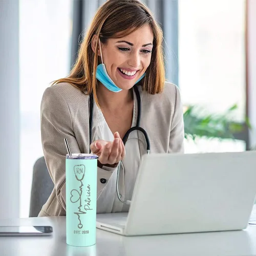 Miniatura 4 de Regalos de enfermera para mujeres, vaso de vino personalizado de 20 onzas con nombre, título de trabajo y fecha, regalos de enfermera, enfermeras