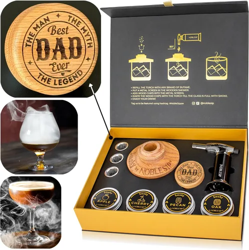 Miniatura 2 de Juego de Ahumador de Whisky para Cóctel (𝗕𝗘𝗦𝗧 𝗗𝗔𝗗 𝗘𝗩𝗘𝗥) Grabado. Juego de bar Premium NOBLESIP con todo lo que necesitas para ahumar fácilmente