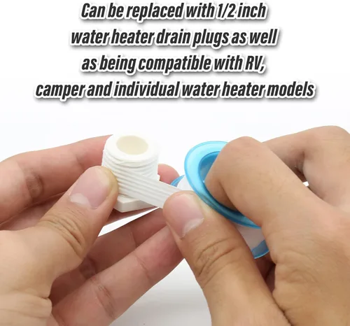 Miniatura 5 de Bonsicoky Tapón de drenaje para calentador de agua, tapón de drenaje de plástico blanco NPT de 1/2 pulgada, compatible con autocaravanas